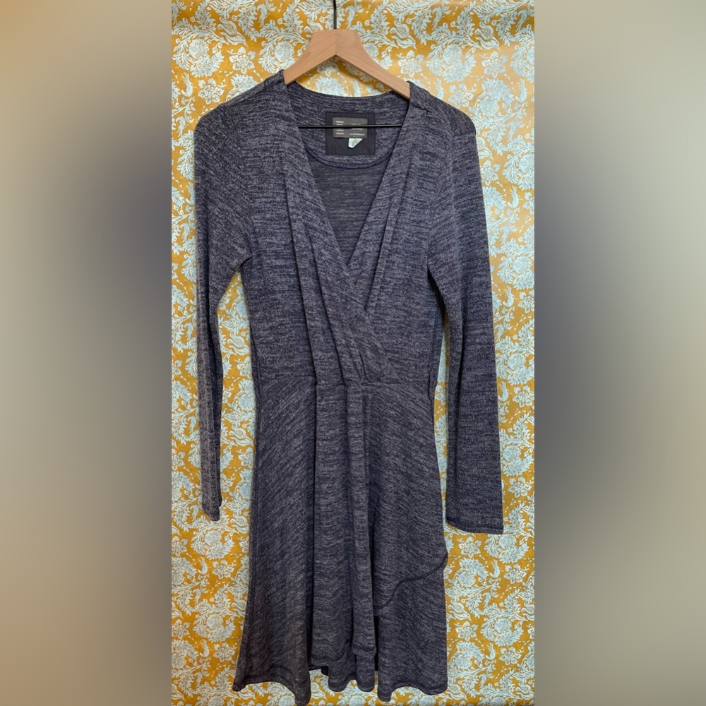 Anthropologie Saturday Sunday Gray Crossover Long Sleeve Sweater Dress